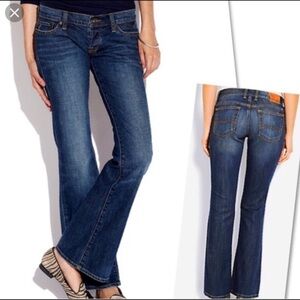 Lucky Brand Lil Maggie Y2K Low Rise Bootcut Jeans Dark Wash Whiskering Sz 10/30R